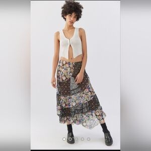 Urban Outfitters Tia Sheer Printed Midi Skirt, BNWT, Size XS